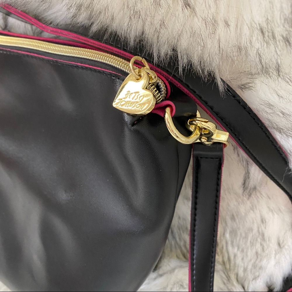 NWOT Betsy Johnson Black Tote with Pink Accents